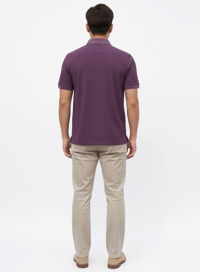 العشائر والهانز تيشيرت بولو مُحاك أرجواني بسحاب - Image 4